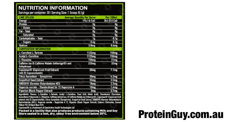 What's in HyperBurn by ONEST Supplements. Here is the HyperBurn Nutrition Panel for you with all ingredients.